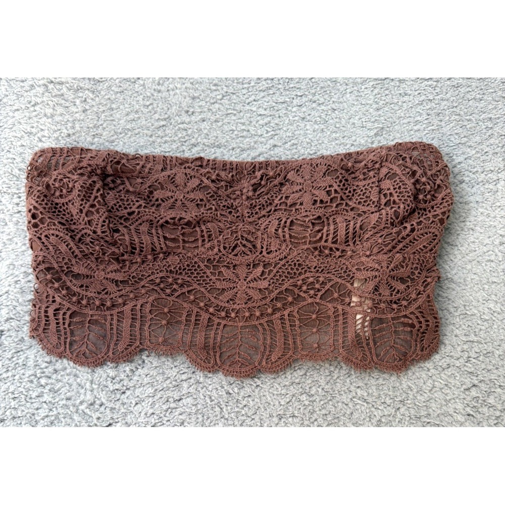 Free People Bralette Bra Womens Large Camila Bandeau Lace Crochet Vintage Rose